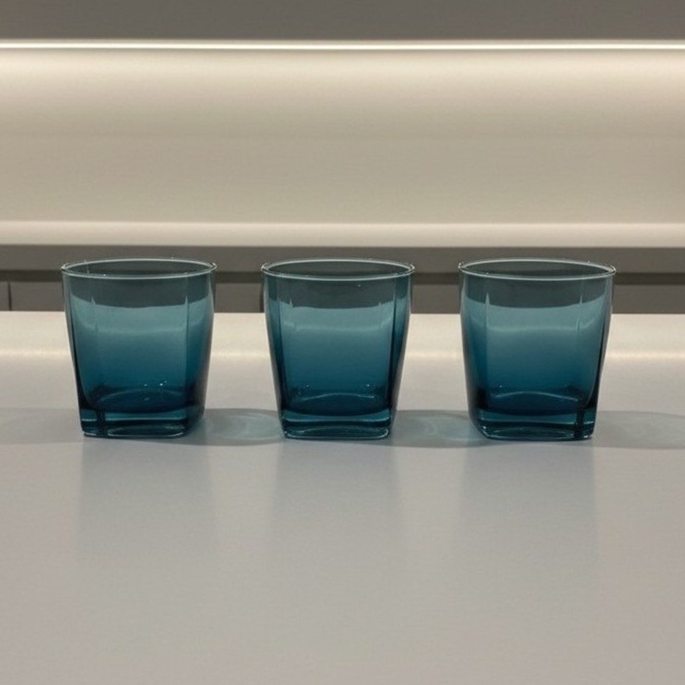 Anchor Hocking Rio Coastal Blue Old Fashioned Glasses, Set of 3 Lowball Tumblers